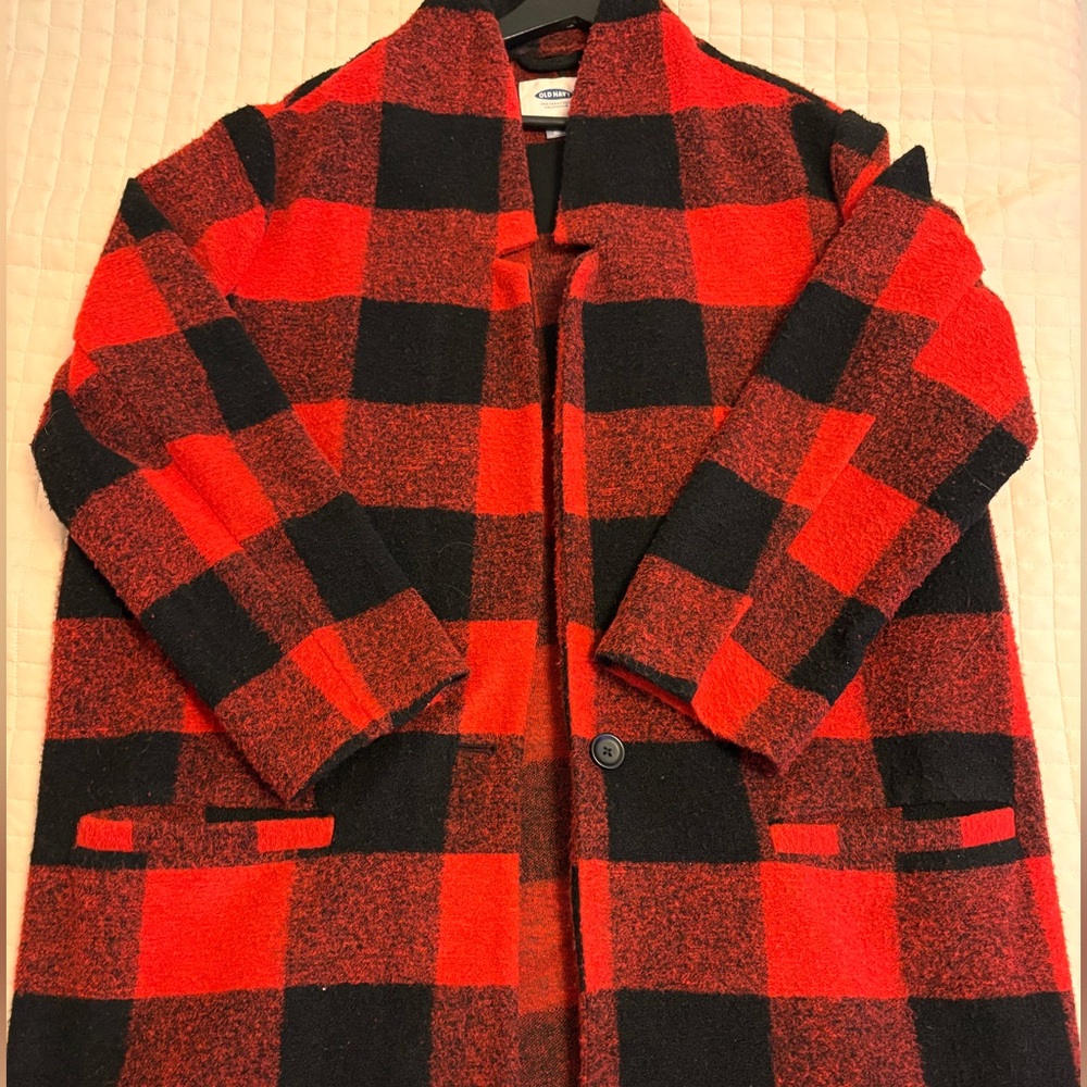Old Navy Red and Black Plaid Coat